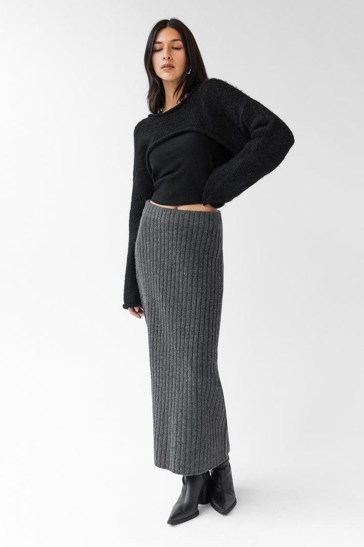 MOHAIR WOOL-BLEND BOLERO in Black — alternate angle