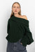 Oversized slouchy off the shoulder sweater in deep forest — main image