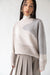 Oversized intarsia knit crewneck sweater in beige intarsia — main image