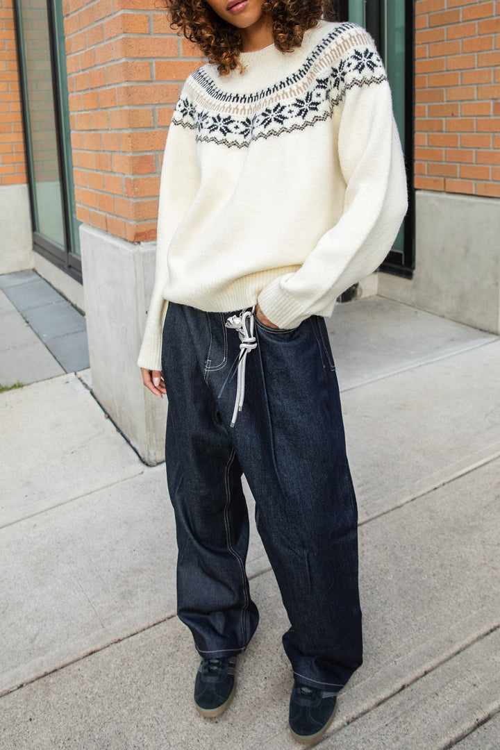 FAIR ISLE CREWNECK SWEATER in Summer Sand Fair Isle — alternate angle