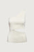 One shoulder knit tank with cutout in cream — main image
