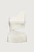 One shoulder knit tank with cutout in cream — main image