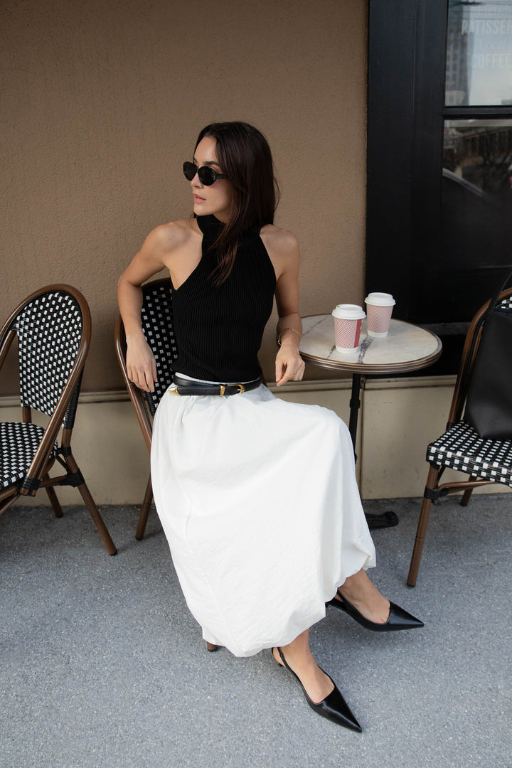 SLEEVELESS HALTER NECK TANK TOP in Black — alternate angle