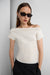 Asymmetrical off the shoulder cap sleeve sweater in cream — main image