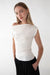 Asymmetrical off the shoulder cap sleeve sweater in cream — main image