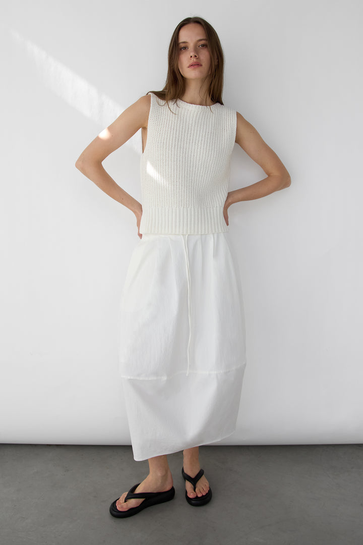 HIGH NECKLINE KNIT TANK in Cream — alternate angle