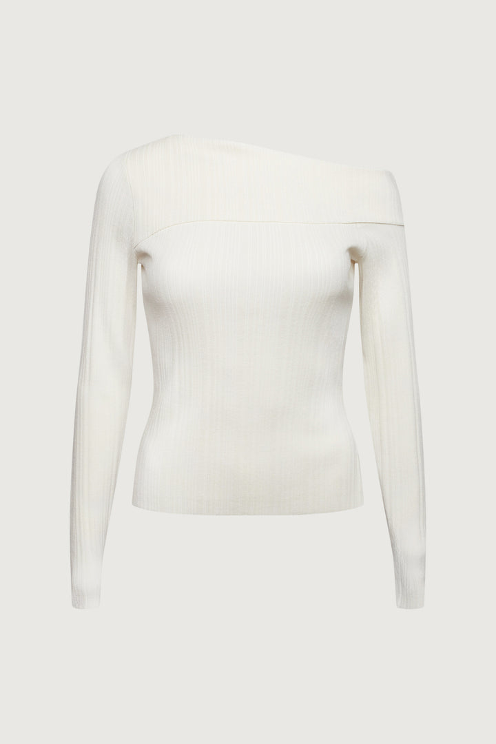 OFF THE SHOULDER LONG SLEEVE TOP in Cream — alternate angle