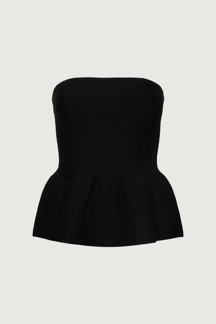 KNIT PEPLUM TUBE TOP in Black — alternate angle