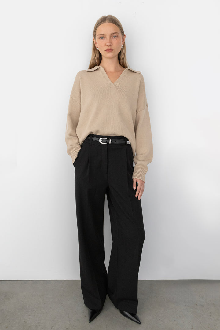 COLLARED CHUNKY KNIT SWEATER