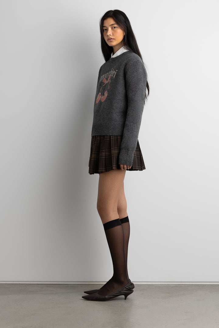 CHERRY INTARSIA SWEATER in Heather Lava Smoke — alternate angle