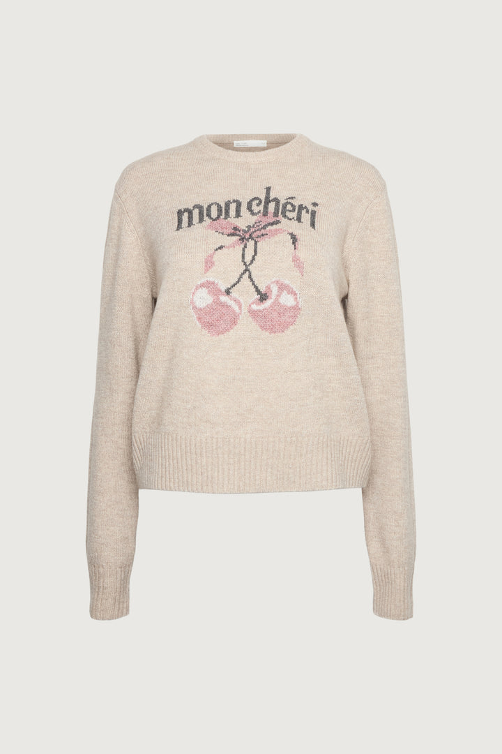 CHERRY INTARSIA SWEATER in Heather Lava Smoke — alternate angle