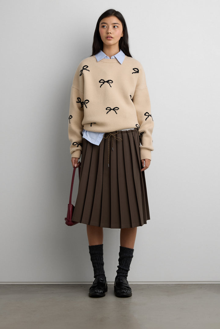 BOW JACQUARD KNIT SWEATER