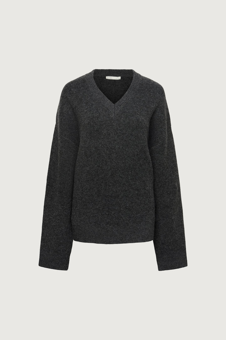 V-NECK SWEATER in Charcoal — alternate angle