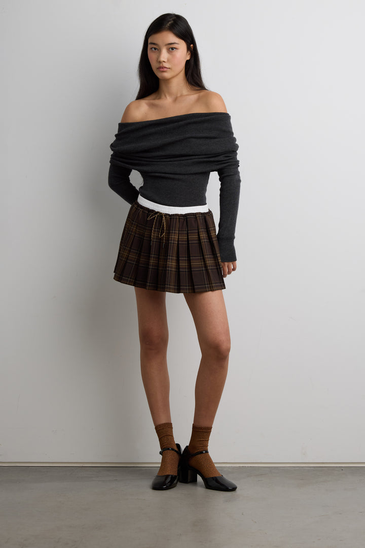 DRAPED OFF SHOULDER SWEATER