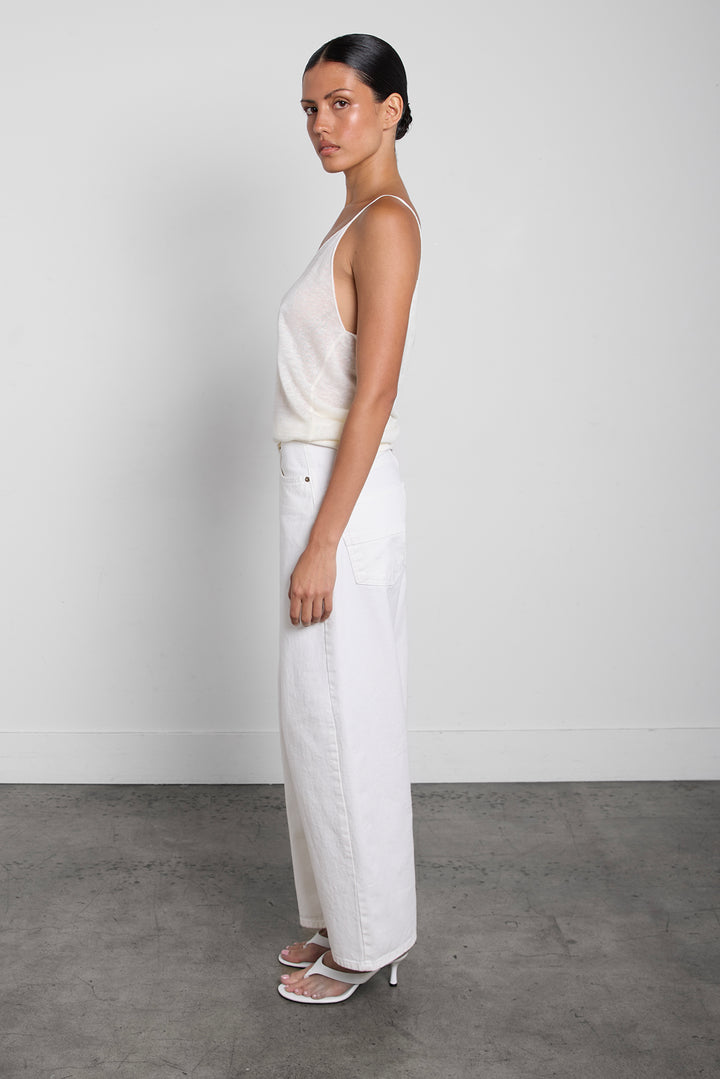 LINEN BLEND TANK TOP in Cream — alternate angle