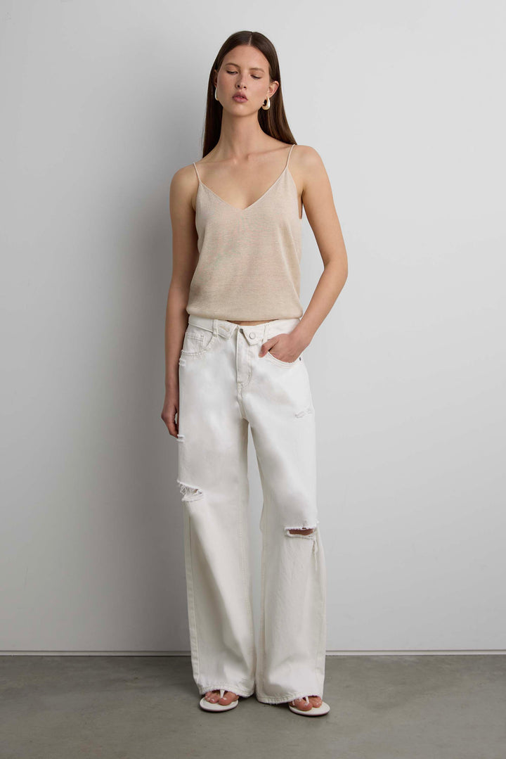 LINEN BLEND TANK TOP in Linen — alternate angle
