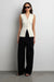 Knit cinched waist button up top in cream — main image