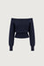 Off the shoulder sweater in navy blazer — main image