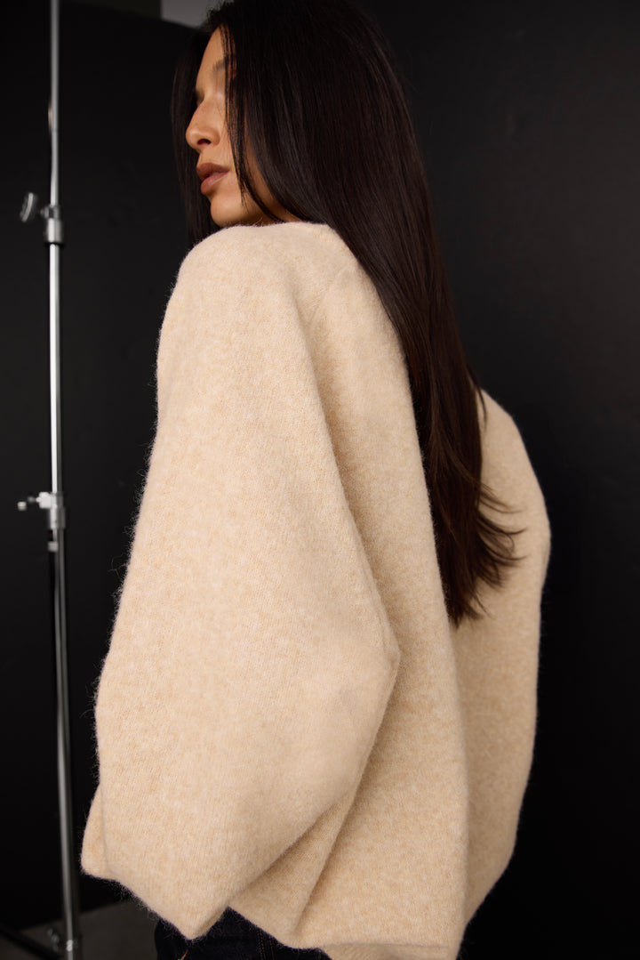 V-NECK SWEATER in OAT — alternate angle
