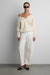 Chunky knit v-neck sweater in cream — main image