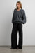 Oversized raglan ribbed knit sweater in charcoal — main image