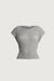 Asymmetrical off-shoulder knit top in gray — main image