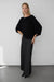 Relaxed ribbed knit top in black — main image