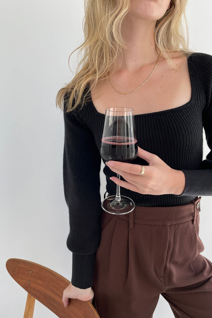 SQUARE NECK SWEATER in Black — alternate angle