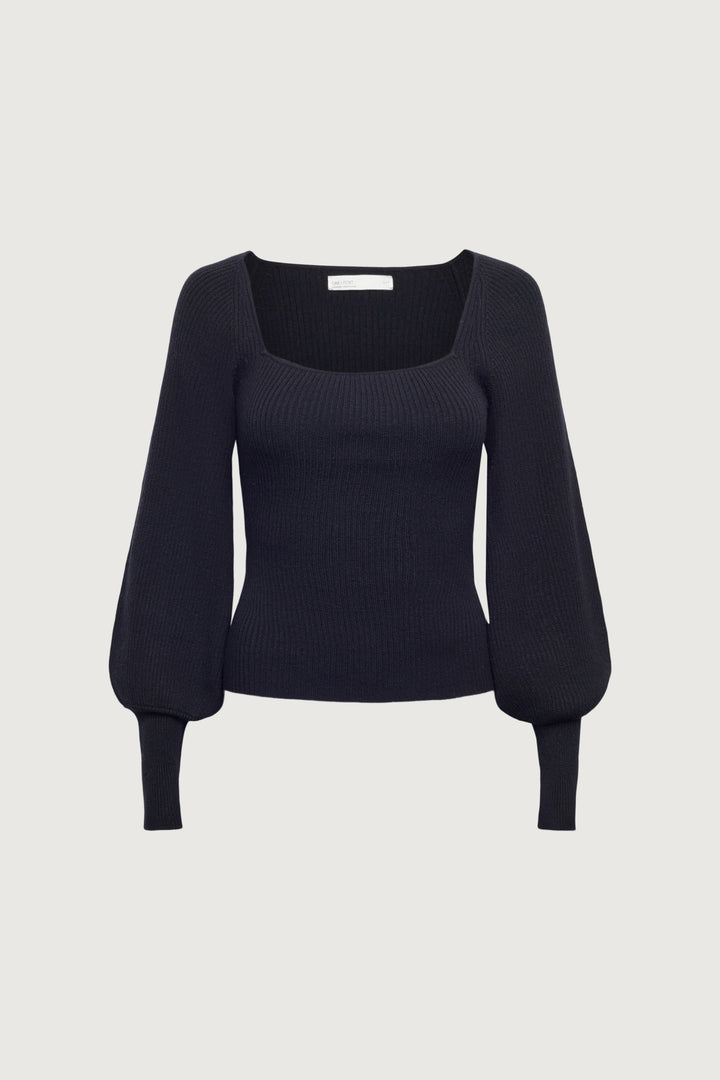 SQUARE NECK SWEATER in Black — alternate angle