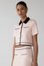 Cropped knit contrast trim top in pink rose black — main image