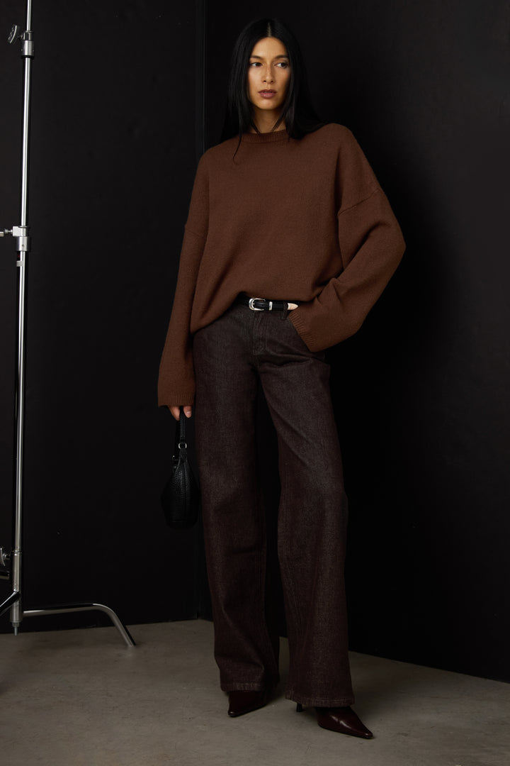 CREWNECK SWEATER in Major Brown — alternate angle
