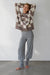 Checkered crewneck sweater in brown lentil check — main image