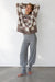 Checkered crewneck sweater in brown lentil check — main image