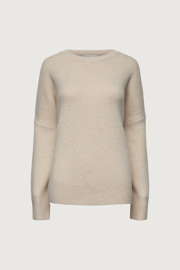 CREWNECK SWEATER in HEATHER TAUPE SOLID — alternate angle