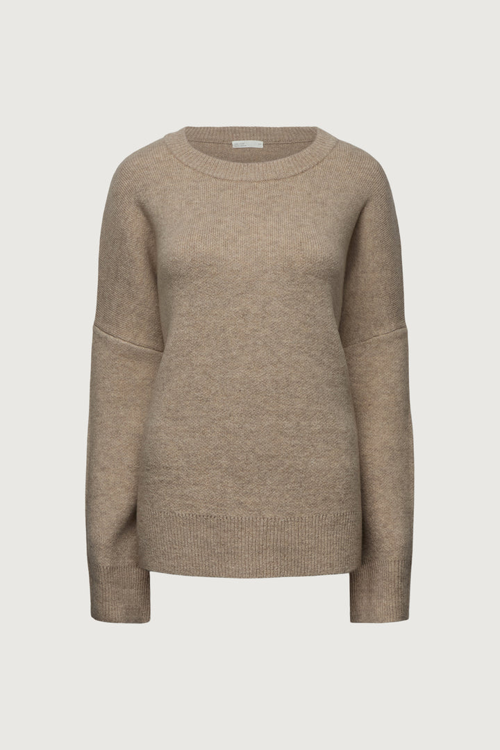 CREWNECK SWEATER in HEATHER OATMEAL SOLID — alternate angle