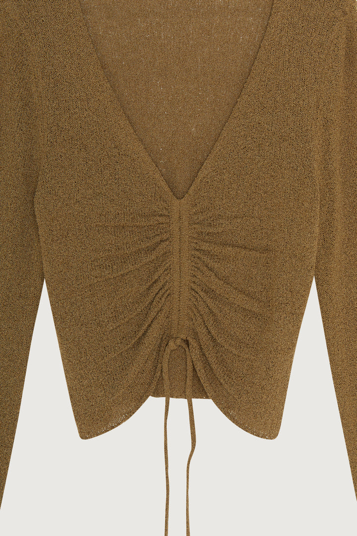 GATHERED SWEATER in Gothic Olive — alternate angle