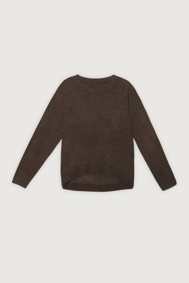 100% CASHMERE CREWNECK SWEATER in Turkish Coffee — alternate angle