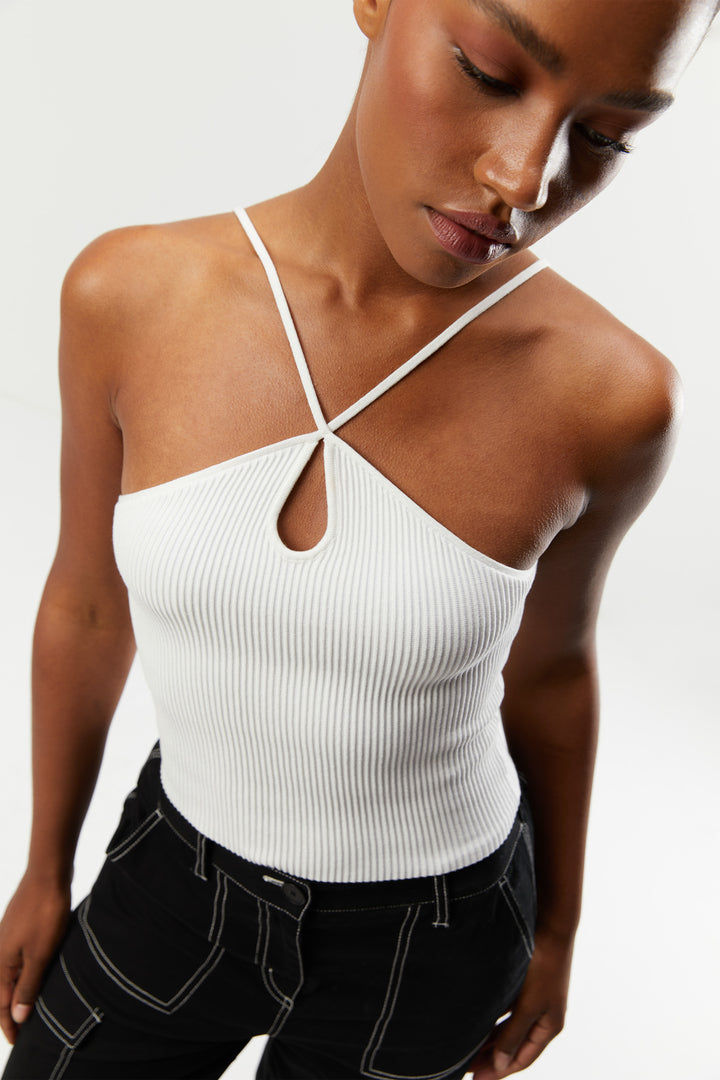 KEYHOLE TANK in Cream — alternate angle