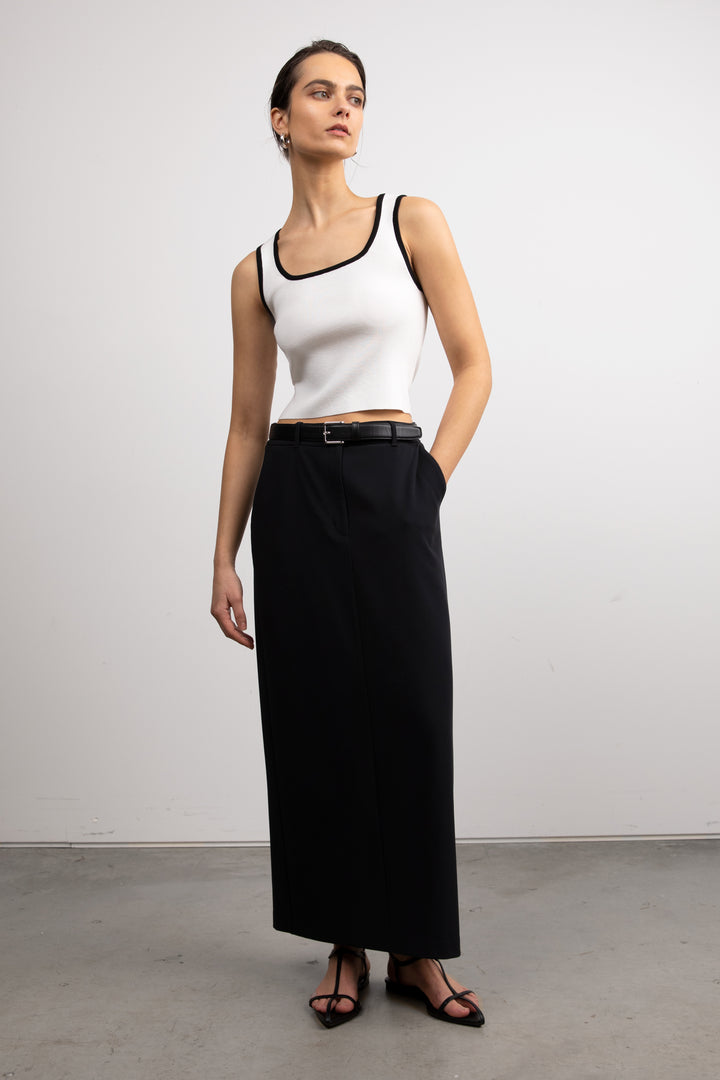 CROPPED SWEATER TANK in Cream Black — alternate angle