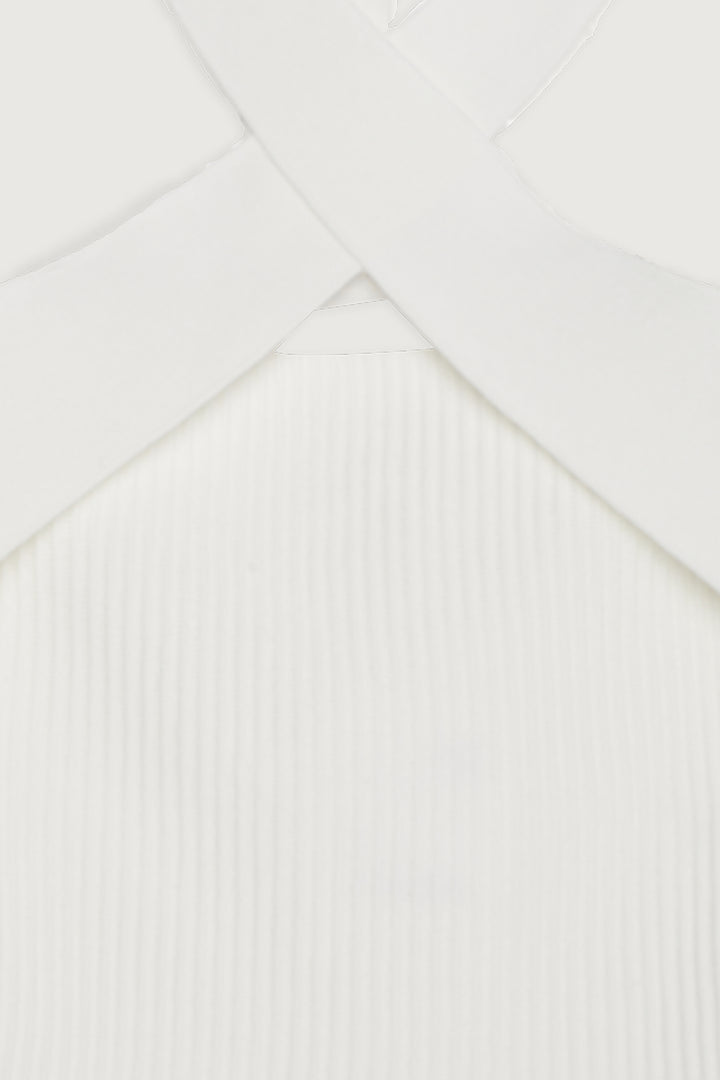 CROSSFRONT CROPPED TANK in Cream — alternate angle