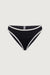 Contrast detail low-rise bikini bottom in black cream — main image
