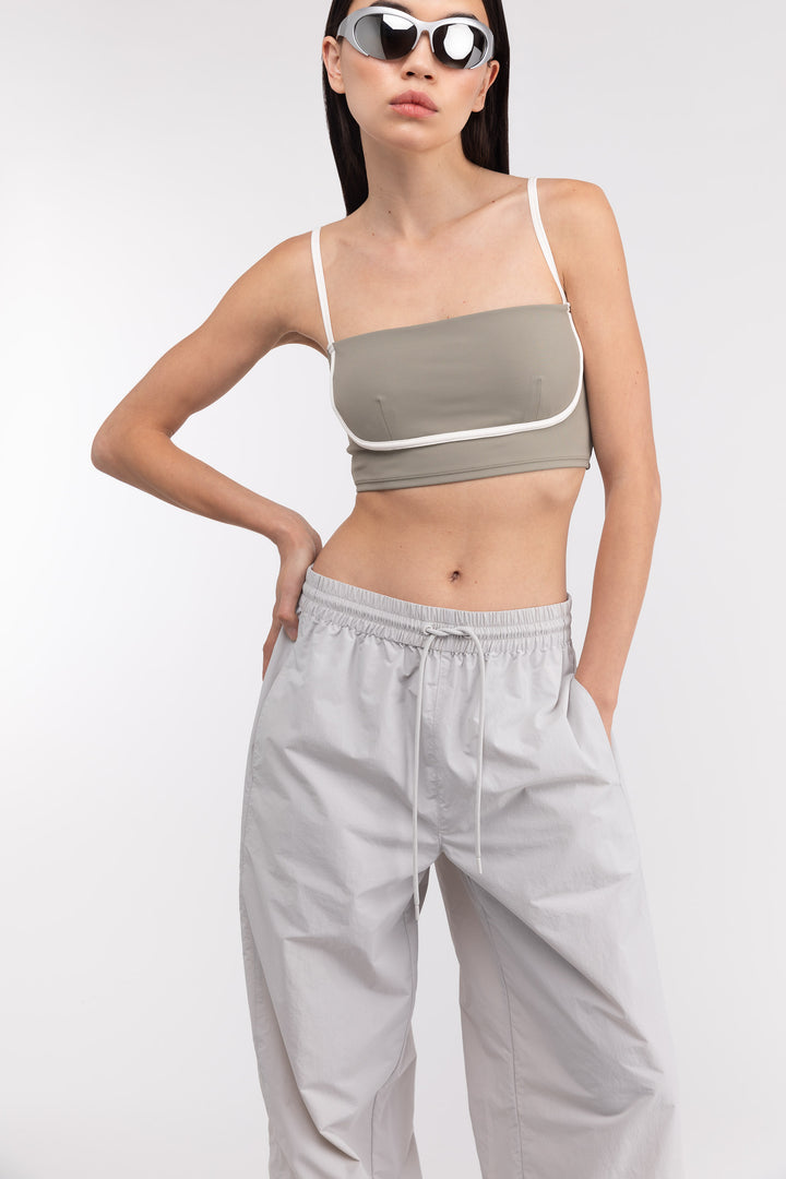 CONTRAST DETAIL BIKINI TOP in Vetiver Cream — alternate angle