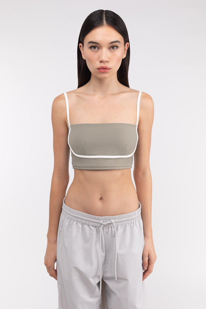 CONTRAST DETAIL BIKINI TOP in Vetiver Cream — alternate angle