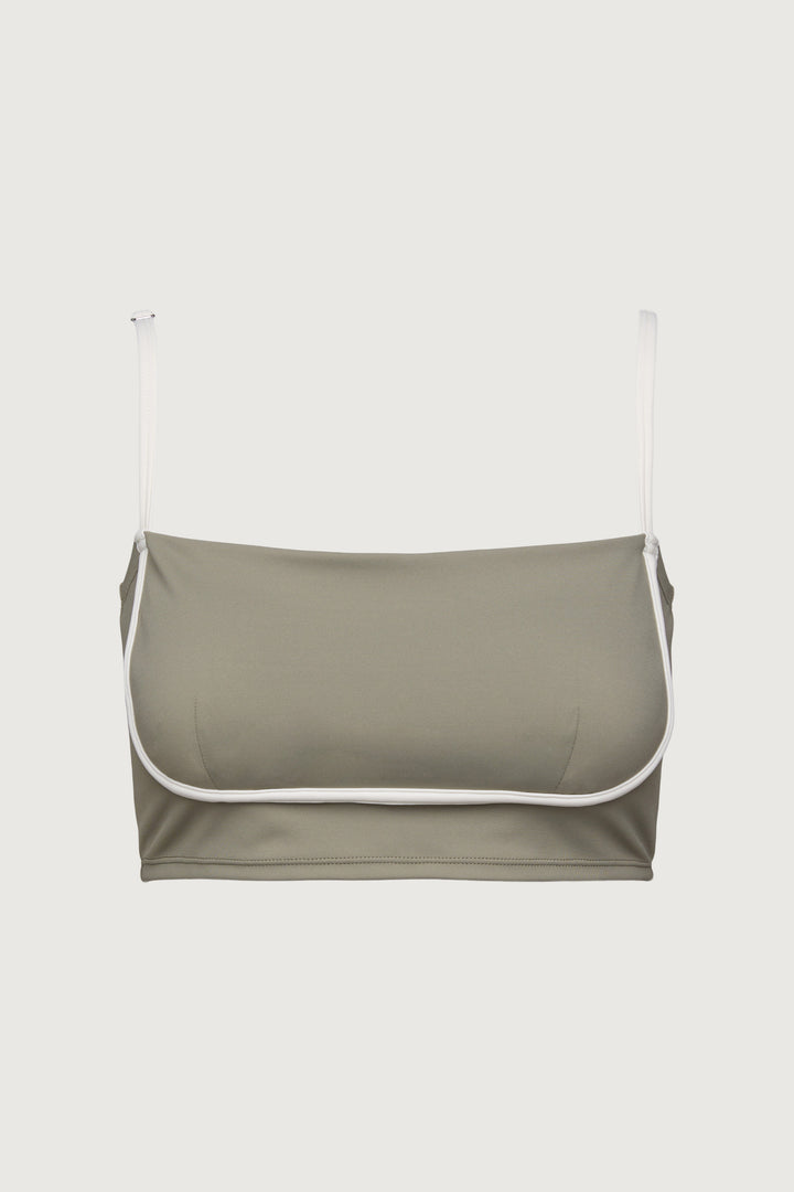 CONTRAST DETAIL BIKINI TOP in Vetiver Cream — alternate angle
