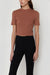 Cropped mockneck top in pink tan — main image
