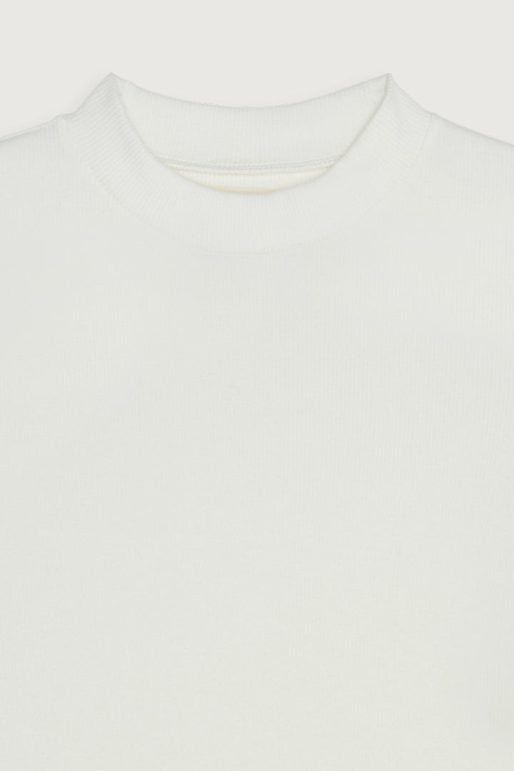 CROPPED MOCKNECK TOP in White — alternate angle