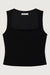Square neck fitted tank in black — main image