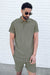 Ribbed polo t-shirt in vetiver — main image