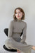 Mockneck top in taupe — main image