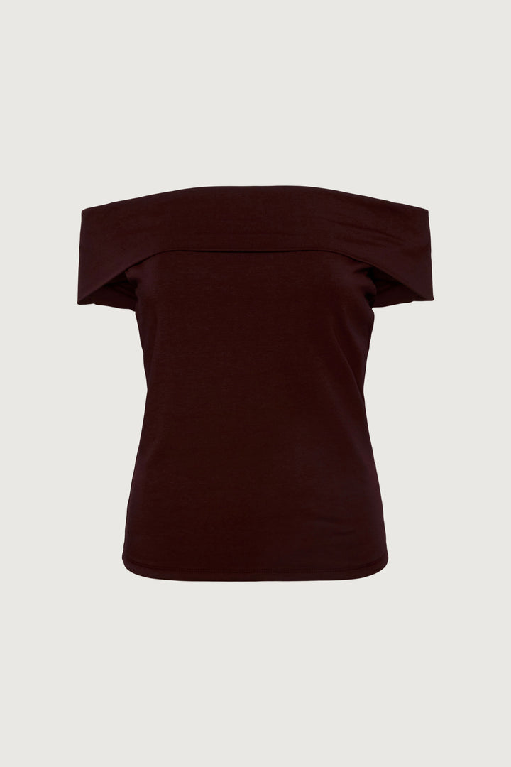 OFF SHOULDER KNIT TOP in Wine — alternate angle